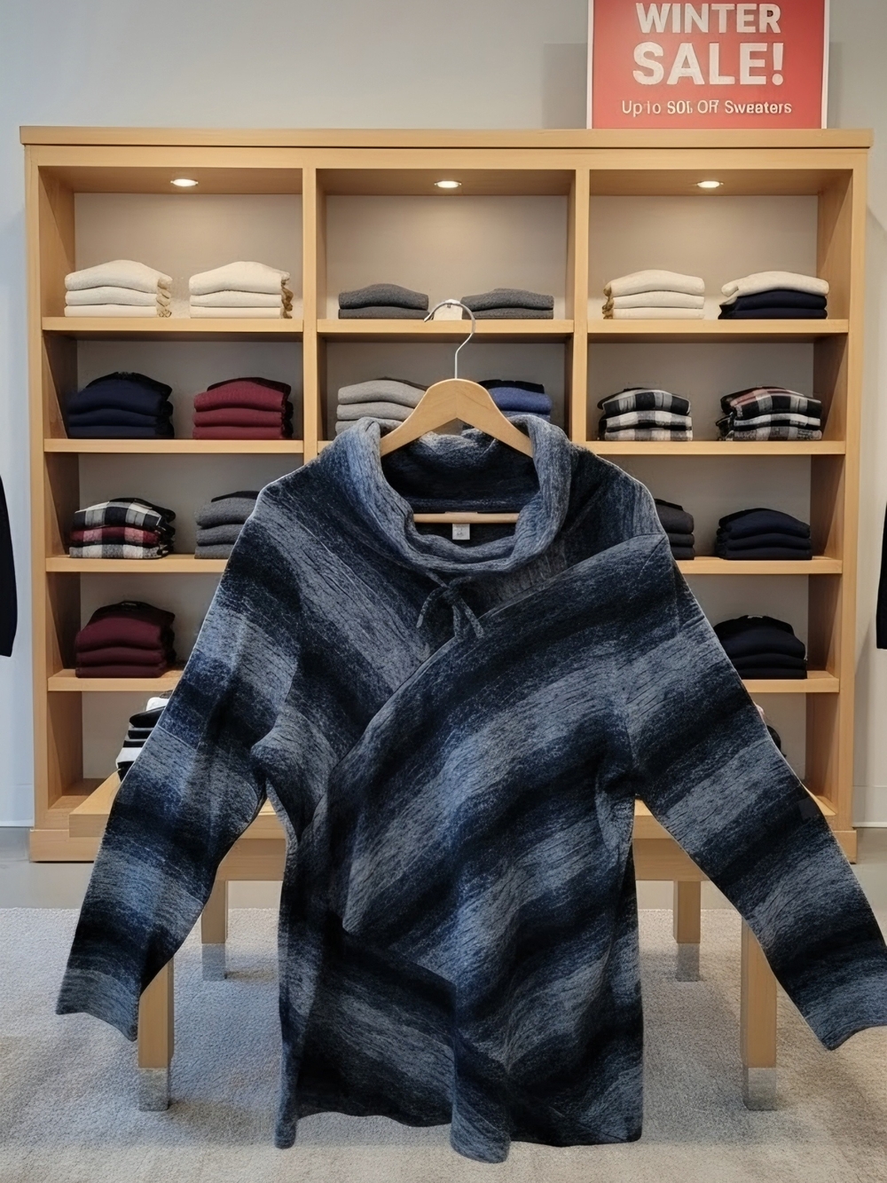 Chico's Cowl Neck Sweater in Black & Gray Size 2 Like New